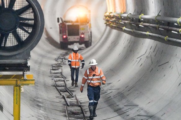 Workers in the Metro Tunnel.
