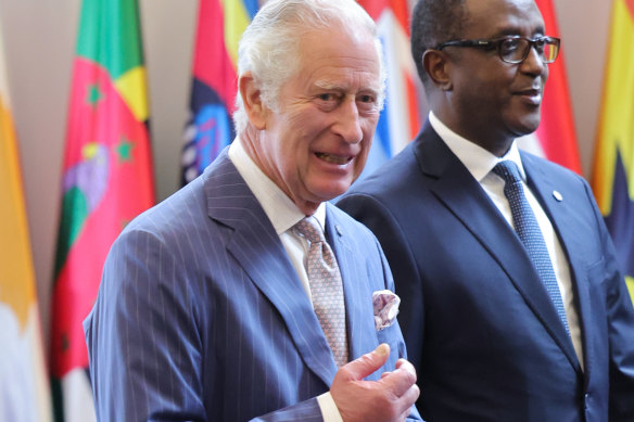 Prince Charles, arrives at the CHOGM opening ceremony in Kigali, Rwanda, on June 24, his first as Head of the Commonwealth.