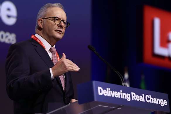 Prime Minister Anthony Albanese at Labor’s recent national conference.