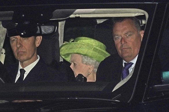 Queen Elizabeth II leaves Windsor Great Park in Berkshire, England on  Sunday.