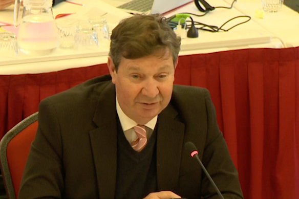 Sosso appearing before a budget estimates hearing last July.