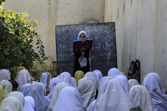 An Afghan education ministry memo banning girls 12 years old and older from singing at public school functions. 