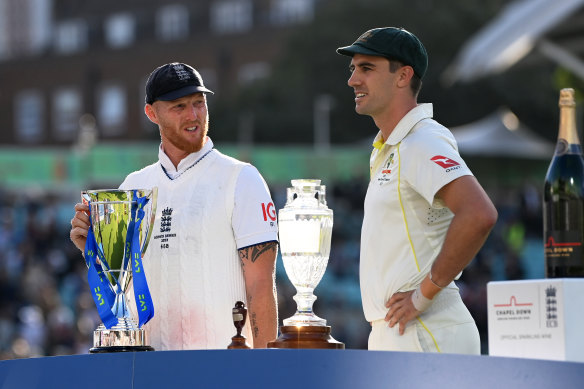 Opposing skippers Ben Stokes and Pat Cummins.