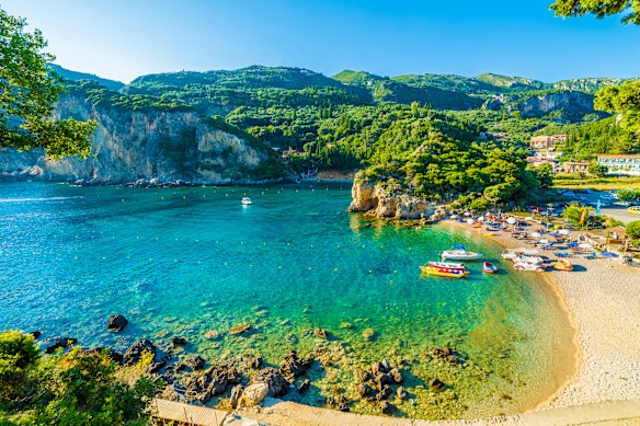 The beach at Paleokastritsa, Corfu.