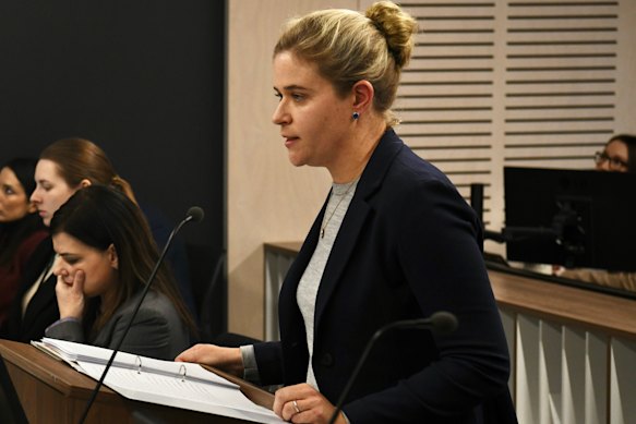 Deputy counsel Emma Bathurst outlines allegations that Alyssa White helped friends apply for management positions at the University of Wollongong.