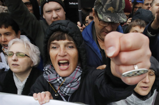 Protesters in Moscow on Sunday.