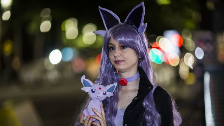 Pokemon fan Jessica at the launch in Melbourne.