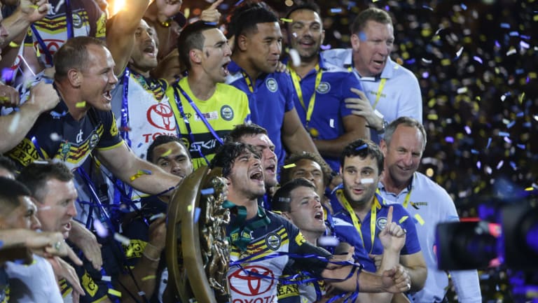 Exceptions to the rule: Johnathan Thurston and the Cowboys celebrate their 2015 grand final win.