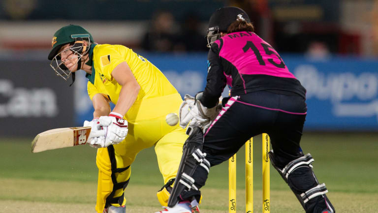 Class act: Meg Lanning guides the ball away during her match-winning partnership with Rachael Haynes.