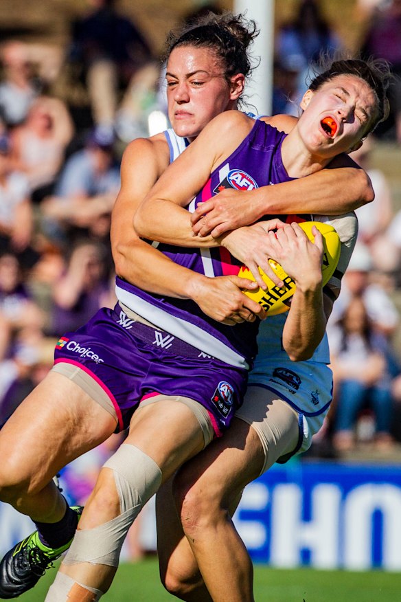 Kate Gillespie-Jones collects Fremantle's Ebony Antonio.