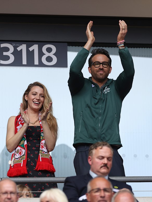 Ryan Reynolds and his wife, Blake Lively, cheer on Wrexham.