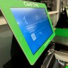 A Woolworths checkout in Sydney shows a dead screen during the CrowdStrike outage.