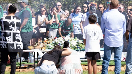 Friends and family gather for the funerals of Sophie Quinn and her unborn baby, and her aunt Nerida Quinn in Lake Cargelligo.