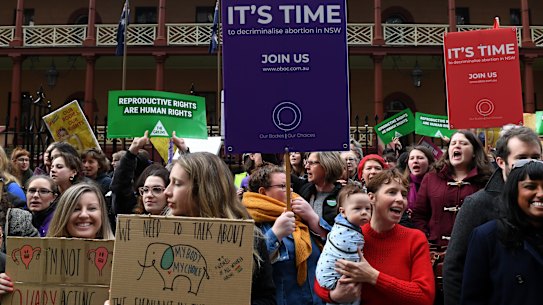 Pro-choice supporters rallied outside NSW Parliament this week.