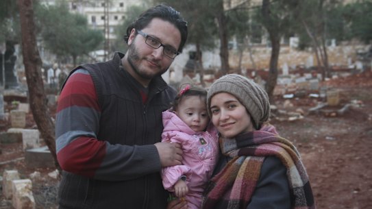 Filmmaker Waad al-Kateab (right), her husband Hamza, and their daughter Sama.