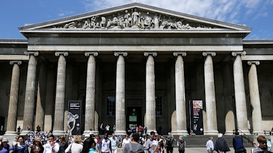 Visitors walk outside the British Museum in Bloomsbury, London.