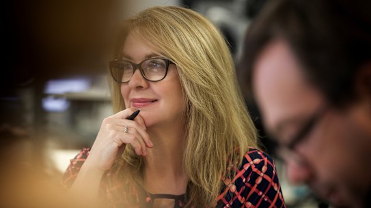Former Herald editor Judith Whelan in an afternoon news conference.