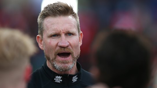 Nathan Buckley, pictured in his last season as Collingwood senior coach.