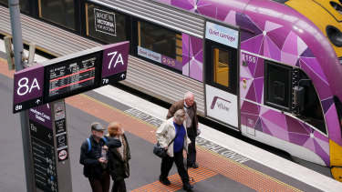 MELBOURNE, AUSTRALIA - MAY 09:  V-Line trains at Southern Cross station this morning after Premier Daniel Andrews and Transport minister Jacinta Allan announce more V-Line train times, at Southern Cross station this morning on May 9, 2017 in Melbourne, Australia.  (Photo by Wayne Taylor/Fairfax Media)