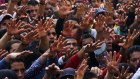 Students protest against the dismissal of the murder case against Hosni Mubarak over the killing of protesters during Egypt's 2011 uprising.