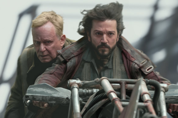 Luthen Rael (Stellan Skarsgard) and Cassian Andor (Diego Luna) in Andor.