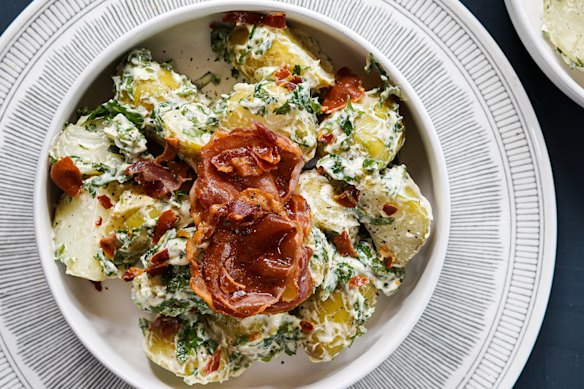 Potato salad with bacon miso mayonnaise. 