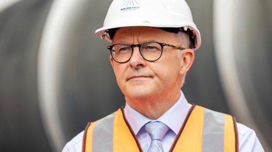 Opposition leader Anthony Albanese just hours before he returned a positive COVID test.