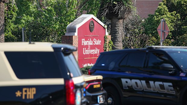 Police at the scene of the shooting in Tallahassee.