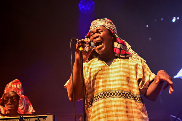 Emmanuel “Jagari” Chanda performing with WITCH in Liverpool in 2017.