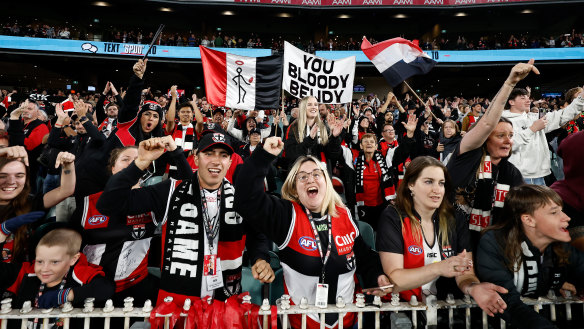 St Kilda fans at the MCG for their side’s clash with Collingwood earlier this year.