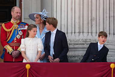 Prince William and Kate Princess of Wales, and their children Princess Charlotte, Prince George and Prince Louis