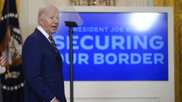 President Joe Biden walks off after speaking about an executive order in the East Room at the White House in Washington, Tuesday, June 4, 2024. Biden unveiled plans to enact immediate significant restrictions on migrants seeking asylum at the U.S.-Mexico border as the White House tries to neutralize immigration as a political liability ahead of the November elections. (AP Photo/Manuel Balce Ceneta)