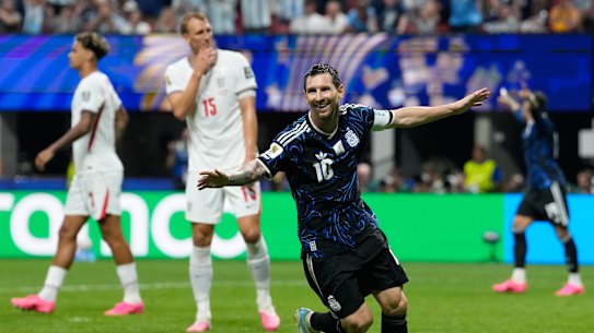 Messi celebrates.