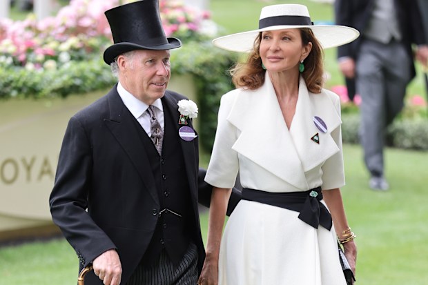 David Armstrong-Jones, Earl of Snowdon and Isabelle de la Bruyere attend day three of Royal Ascot 2026 