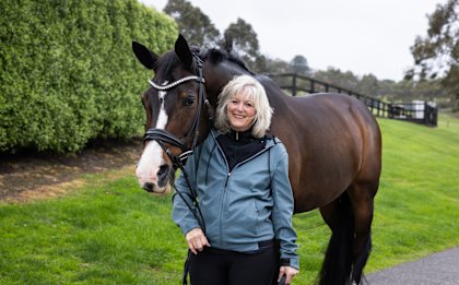 Vivien Lipshut with her horse Estupendo, which no longer competes in dressage.