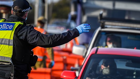 A checkpoint on the Princes Highway at Little River.