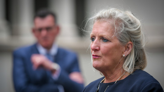 Royal Commission chair Penny Armytage releases the report with the Premier, Daniel Andrews.