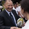 Eddie Jones talking with students of Matraville High.