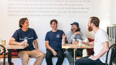 The founders of Heaps Normal: (left to right) global brand ambassador Jordy Smith, head brewer Ben Holdstock, head of brand Peter Brennan, CEO Andy Miller.