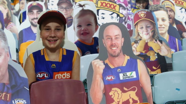 Cardboard cut-outs of fans at the Gabba on June 13, 2020. 