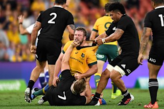James Slipper in the thick of the action against the All Blacks.