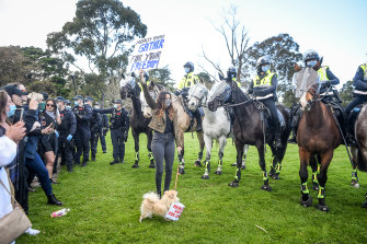 An anti-lockdown rally in Melbourne in September.