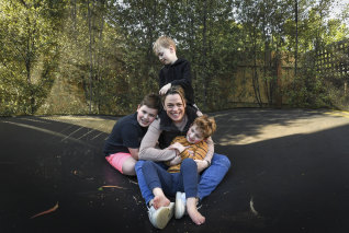 Catherine Devine and her boys Lachlan ( Lochie) grade 2 (in pink shorts) , Joshua ( Joshie) prep at special needs school ( in stripey jumper) and Ben (Benny) 3-year-old kinder. She's looking forward to them going back to school.