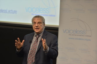 Nonhuman Rights Project president Steven Wise talks during the 2015 Animal Law Lecture Series in Sydney.