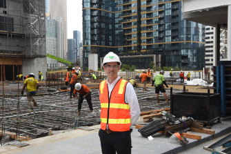 Project director Brian Herlihy at Lendlease’s construction site at the Melbourne Quarter in the CBD. 