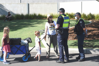 Anti-vaccination protest at the Australian Open in support of tennis player Novak Djokovic on Monday.