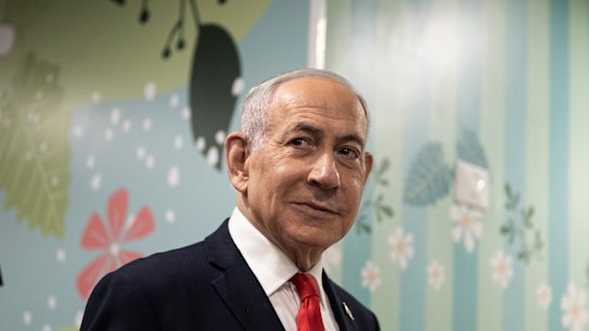 Israel’s Prime Minister Benjamin Netanyahu arrives to speak to the media after voting at a polling station in Jerusalem on Tuesday.
