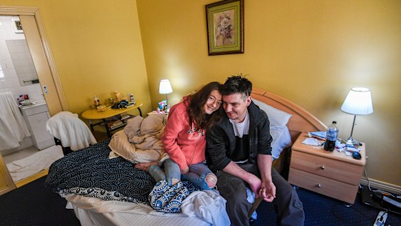 Natalie Dibnah and Steven Whiting were living in a squat before being put up in a hotel during the pandemic.