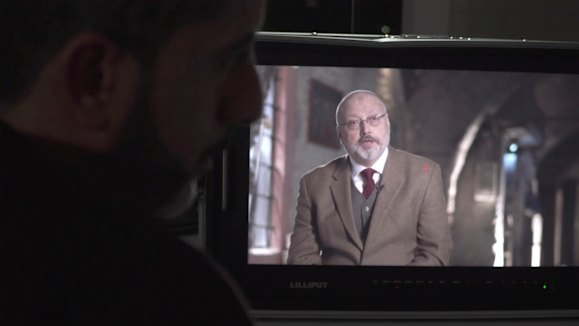 Jamal Khashoggi being interviewed. Khashoggi was an outspoken critic of the Saudi royal family.