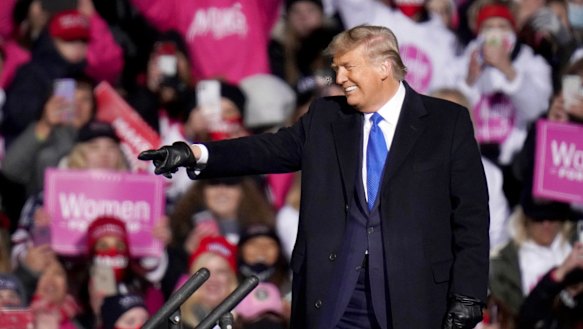 President Donald Trump at a campaign rally in Omaha, Nebraska.